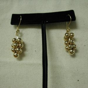 14KT yellow grape bead cluster dangle earrings