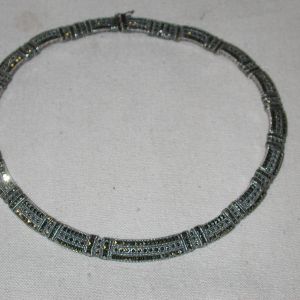 Sterling Sparkling Marcasite 16" Solid Collar 8mm Perfect