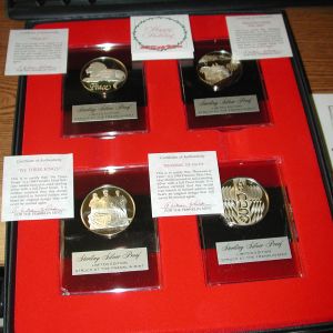 1984 Franklin Mint Holiday .925 Silver Medal set of 4 Peace - Three Kings-Tree-Faith