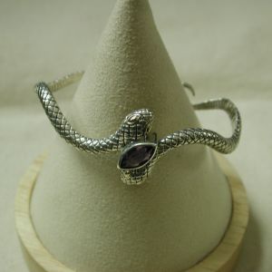 Sterling 18KT Twin Snake bangle with Marquise Amethyst