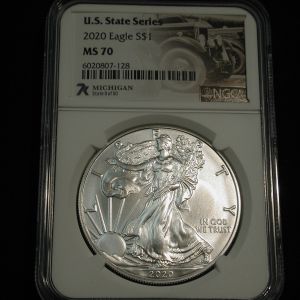 U.S State Series 2020 Eagle $1 MS 70 Michigan NGC