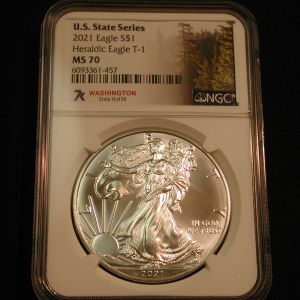 U.S State Series 2020 Heraldic Eagle T-1 $1 MS 70 Washington NGC