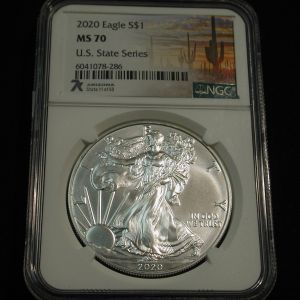 U.S State Series 2020 Eagle $1 MS 70 Arizona NGC