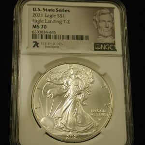 U.S State Series 2021 Eagle Landing T-2 S$1 MS 70 Illinois NGC