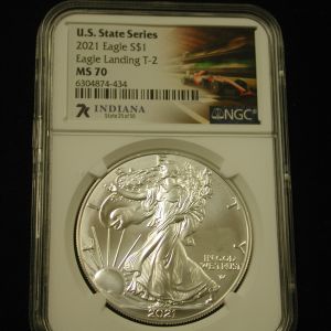 U.S State Series 2021 Eagle Landing T-2 S$1 MS 70 Indiana NGC