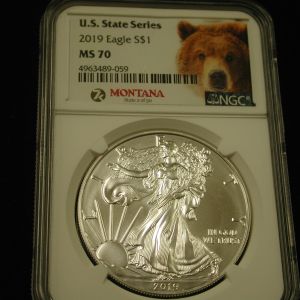 U.S State Series 2019 Eagle S$1 MS 70 Montana NGC