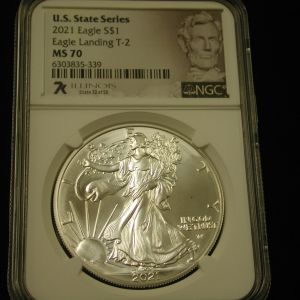 U.S State Series 2021 Eagle S$1 Eagle Landing MS 70 Illinois NGC