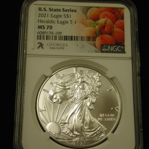 U.S State Series 2021 Eagle $1 Eagle MS 70 Georgia NGC