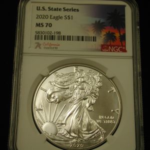 U.S State Series 2020 Eagle $1 Eagle MS 70 California NGC