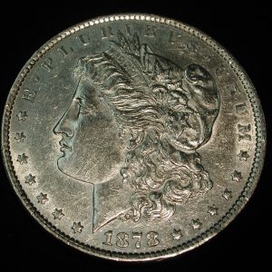 1878 U.S Morgan Silver Dollar Die Crack-Rev. Between OneDollar AU