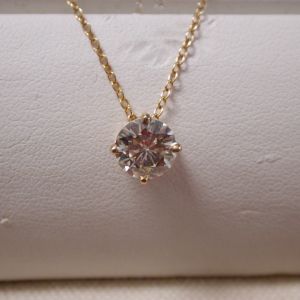 14KT yellow slide 16"cable chain 1.5 carat round moissanite 7mm