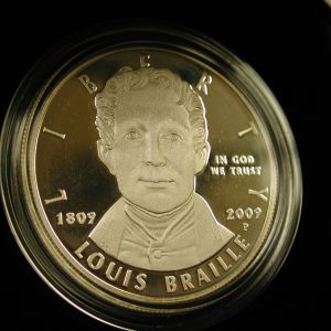 U.S Mint 2009 Louis Braille Bicentennial Silver Dollar