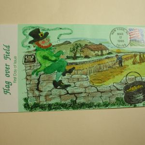 U.S. F.D.C. Collins St. Patricks Day 1995 Cover- Flag over Field