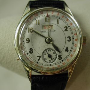 14KT Jaeger Le Coultre Chronograph Red Day 30mm Serviced circa 1940s