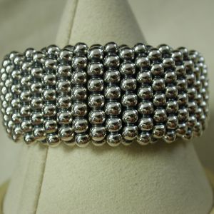 Lagos Caviar Wide Cuff Bracelet 30mm Sterling Vintage 7" Medium