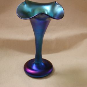 Quezal Iridescent Glass Floriform Fluted 5.5.x 3.5 Vase Circa 1915