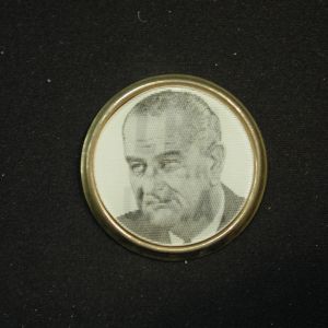 "LBJ for U.S.A" Pinback Gold Tone 1.5 inches Vari Vue