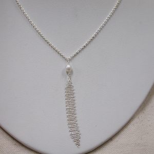 Tiffany & Co. Elsa Peretti Pearl dangling Fringe Mesh Necklace 16"