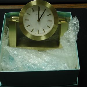 Tiffany & Co. Bronze Swiss Quartz alarm Clock working with box and pouch