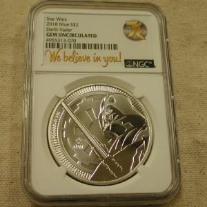 2018 Star Wars 1 Ozt /silver Niue $2 Darth Vader Gem Unc. NGC