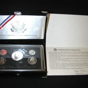 1992, 1993, 1994 -US Mint Premier Silver Proof 5 Coin set OGP COA lot of 3
