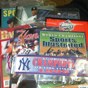 NY Yankees mixed Memorabilia- 1961-2009 Programs-Magazines- Bumper stick 1996