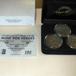 Home Run Heroes 3 Coin Set with Mark McGwire, Sammy Sosa, and Ken Griffey, Jr