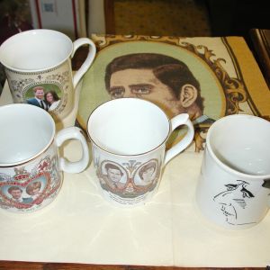 Prince Charles Diana Harry Megan Mixed Lot of 6 mugs cloths stamp