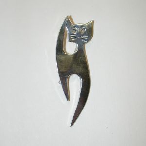 Funny Cat Pin Pendant - 2 1/2 inches Long - Taxco TC-187 - Cute & Quirky