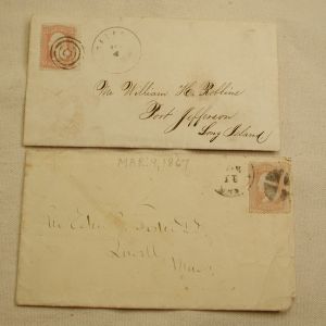 1866-7 U.S Covers Fancy Cancellations lot of 2