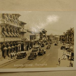 Avenida Central- Panama Photo 1940s Sepia Postcard