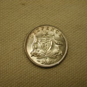 Australia 1943 D Six Pence KM 38 Brilliant Uncirculated