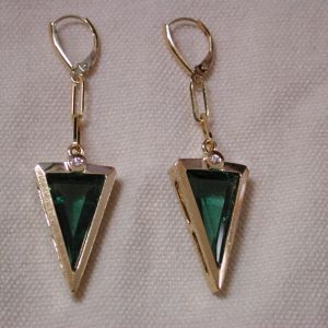 14KT Diamond and Green Tourmaline 14 carats Dangling PaperClip handcrafted