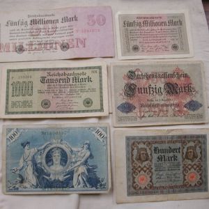 1910-1924 Lot of 21 Mixed German currency circulated Notes