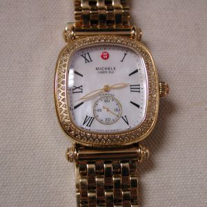 Michele Caber Isle Gold Diamond bezel All links No Box or Papers