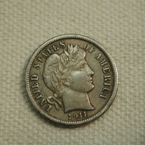 1911 U.S Barber Dime Extra Fine