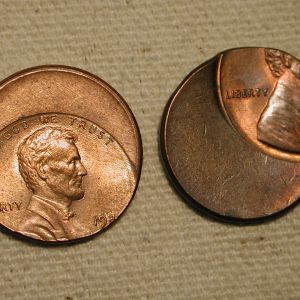 Lot of two Lincoln Cents offset planchet strike errors no dates
