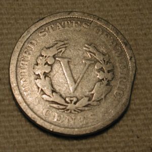 U.S 1905 V Nickel Error Coin w/ Clipped Planchet