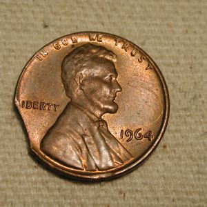 U.S 1964 Error Coin Penny W/ Clipped Planchet