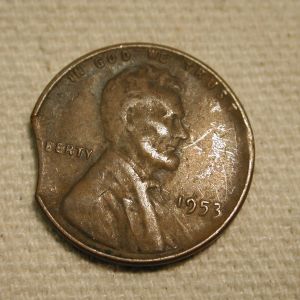 U.S 1953 Error Penny Coin w/ Clipped Planchet