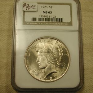 1923 Peace Dollar MS 63 NGC Creamy Luster