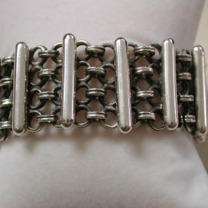 Sterling Silver 30mm cuff Bar and Circle Bracelet 7.5 inches Taxco