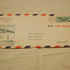 U.S Air Mail 1939 New York to Marseille