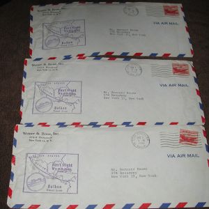 1951 US Airmail First Flight Los Angeles to Panama City set of 3