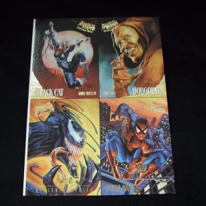 Fleer Ultra "Golden Web." promo sheet: Black Cat, Venom, Hobgoblin, Spider Man.