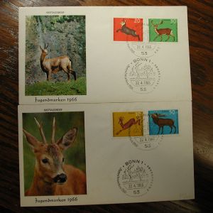 Germany 1965 F.D.C. CPL Deer set of Two Covers