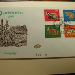 Germany 1968 F.D.C. CPL Wild Muskrat, Beaver, Ground Hog Cover