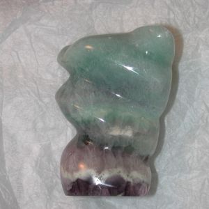 Green & Purple Fluorite Crystal polished three tier sculpture