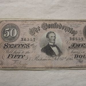 U.S The Confederate states of America $50 Richmond 1864 Very Fine