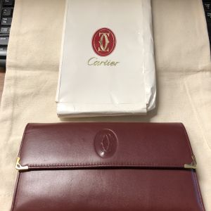 Cartier Paris Burgandy Never used Vintage wallet portfolio clutch 4.5 x 8 multi purpose